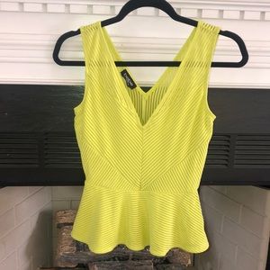 Bebe Lime Green Peplum small Top EUC